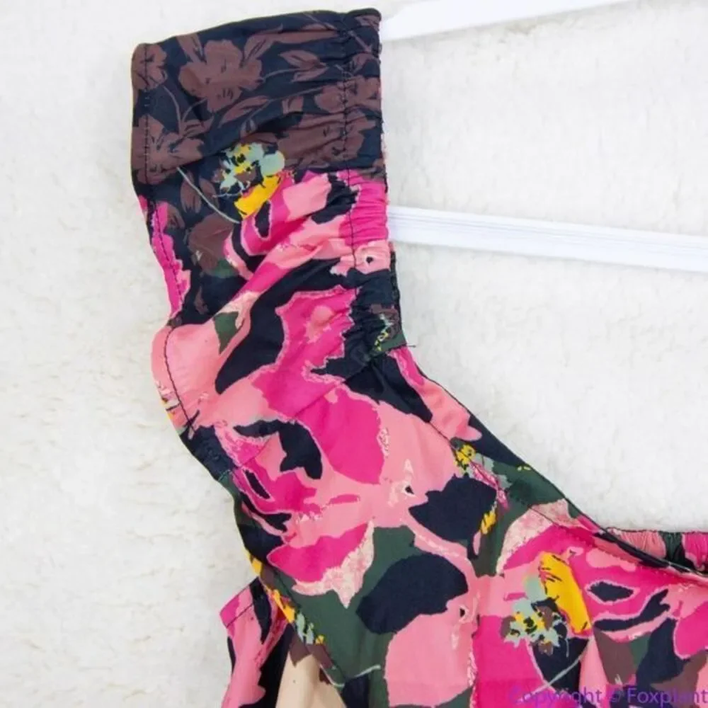 NEW Free‎ People off the shoulder mini top  Floral print crop top, L,
